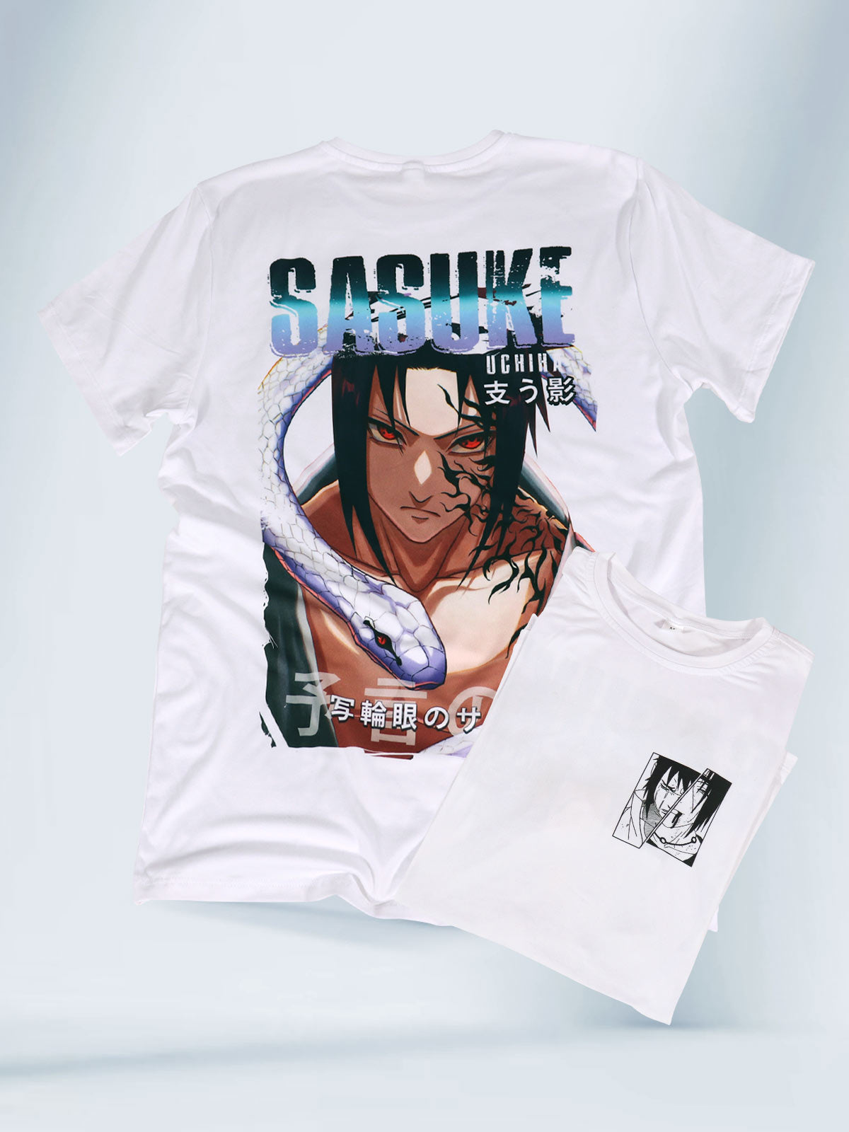 Camiseta Blanca Unisex Sasuke Sello Maldito Naruto Shippuden