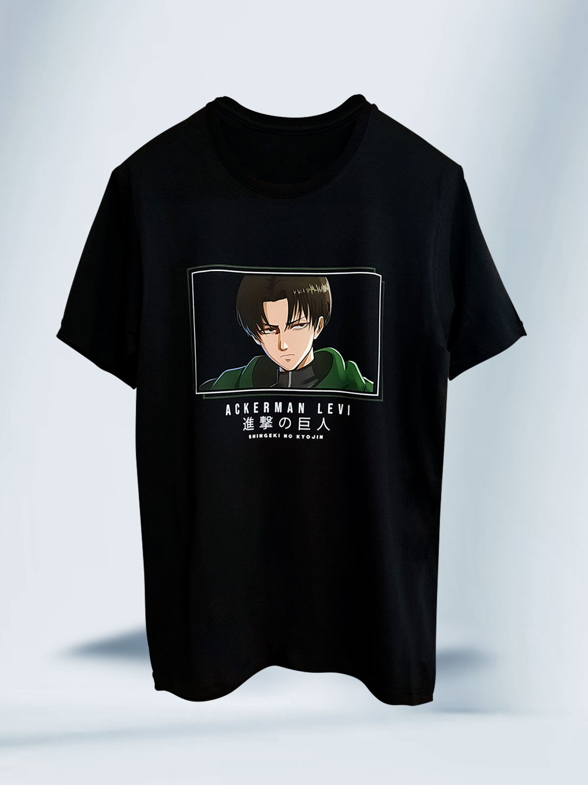 Camiseta Negra Unisex Levi Ackerman Attack On Titan