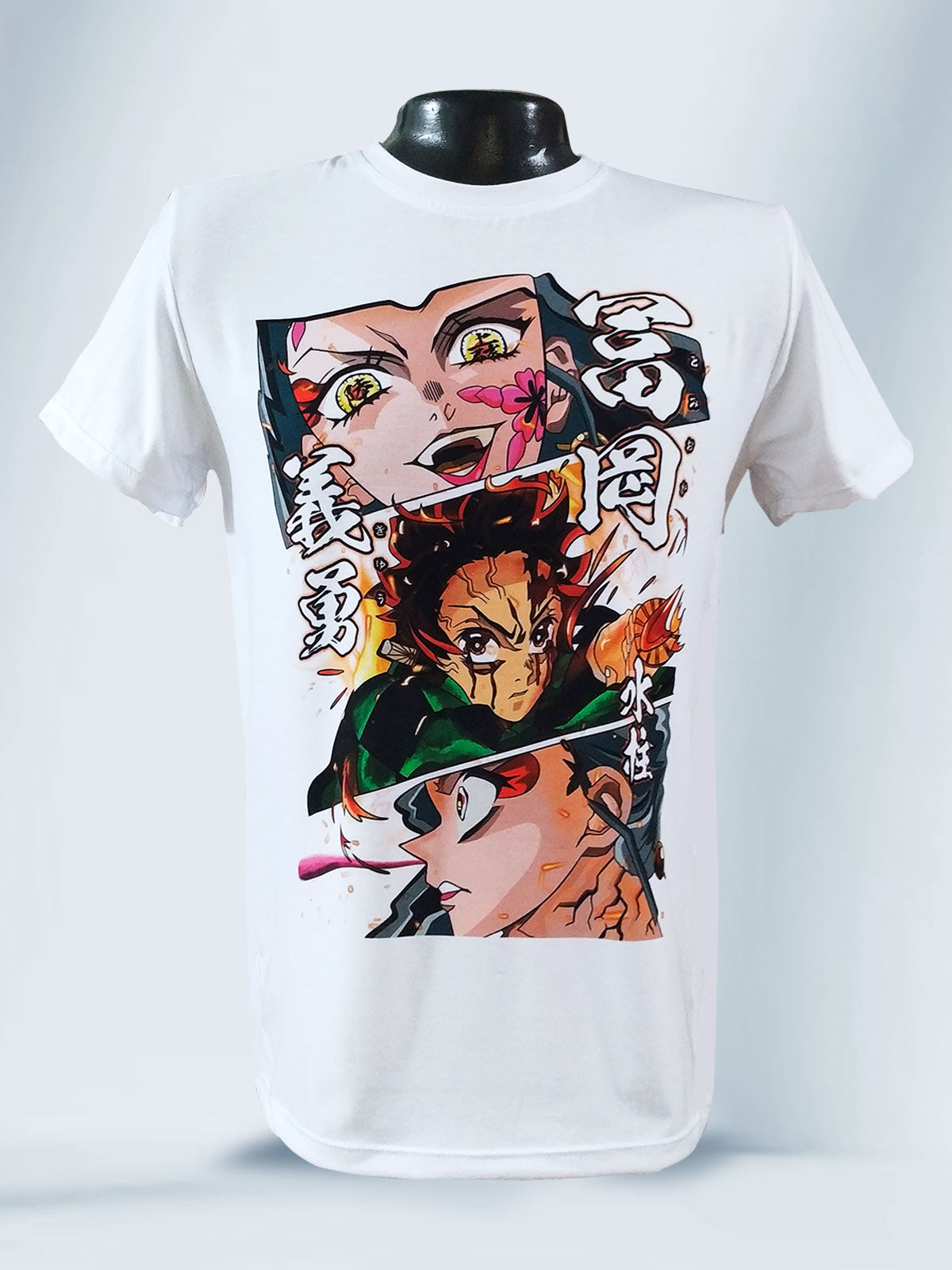 Camiseta Blanca Unisex Tanjiro vs Daki Demon Slayer