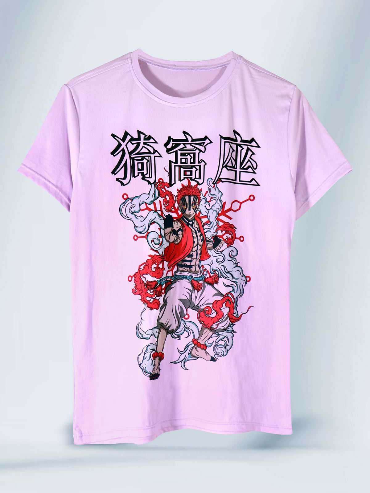 Camiseta Rosada Unisex Akaza Luchando Demon Slayer