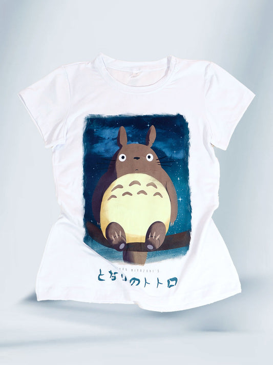 Camiseta Blanca Mujer Totoro Mi Vecino Totoro