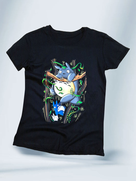 Camiseta Negra Unisex Totoro Mi Vecino Totoro