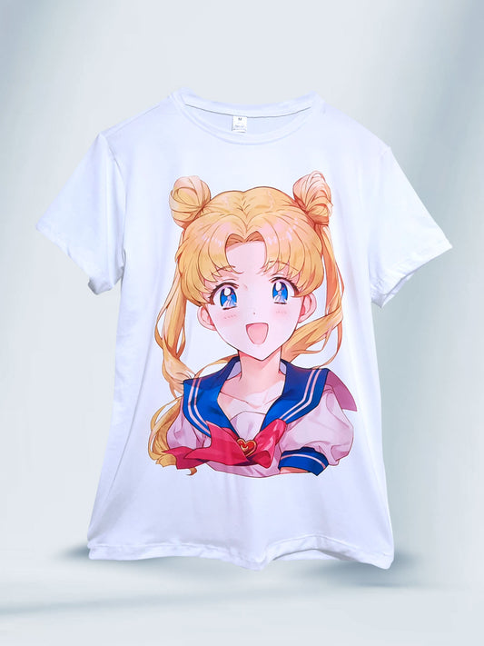 Camiseta Blanca Mujer Serena Tsukino Sailor Moon