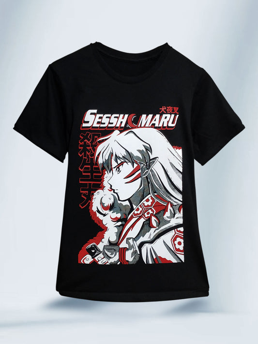 Camiseta Negra Unisex Sesshomaru Inuyasha