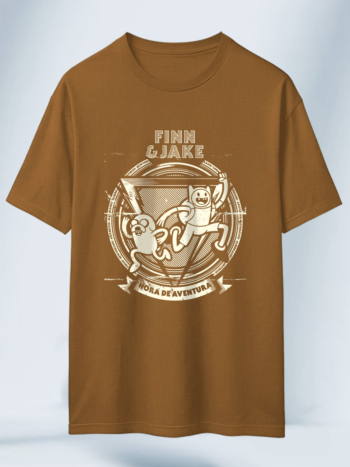 Camiseta Chocolate Unisex Finn Jake Círculo Retro Hora de Aventura