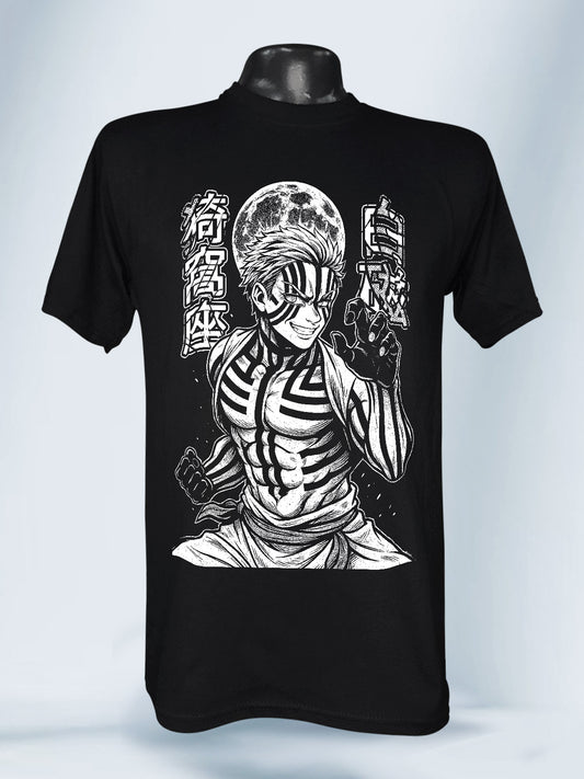 Camiseta Negra Unisex Akaza Furia Nocturna Demon Slayer