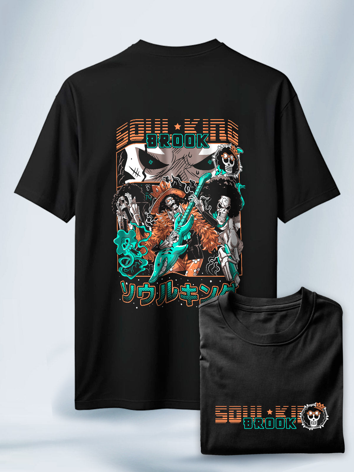 Camiseta Negra Unisex Brook Soul King One Piece