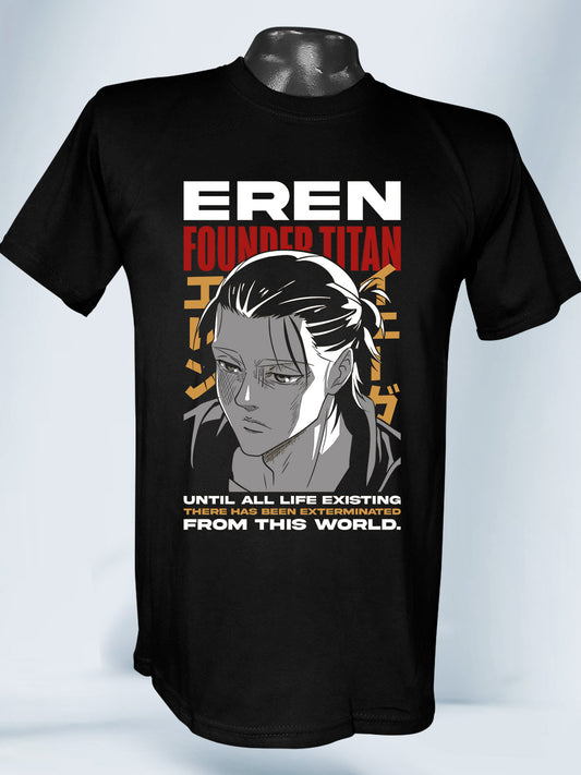 Camiseta Negra Unisex Eren y su plan Attack on Titan