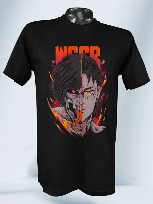 Camiseta Negra Unisex Eren titan de ataque Attack on Titan