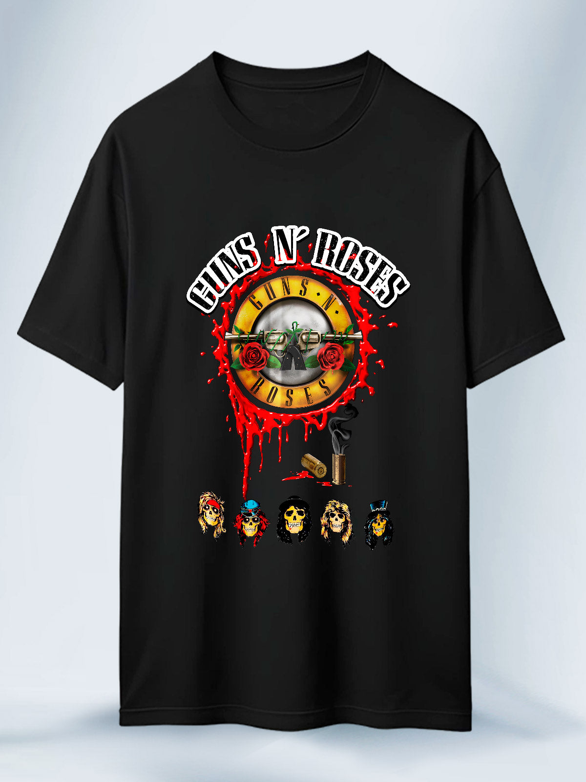 Camiseta Negra Unisex Leyendas del Hard Rock Guns And Roses