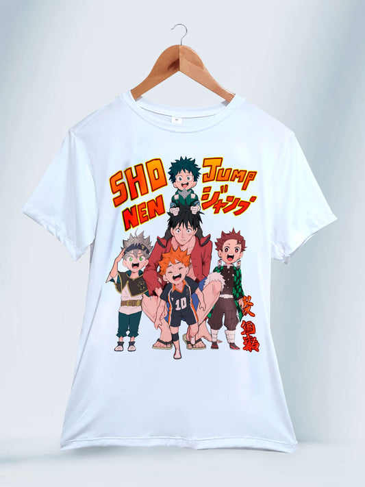 Camiseta Blanca Unisex New Shonen Jump Haikyuu One Piece