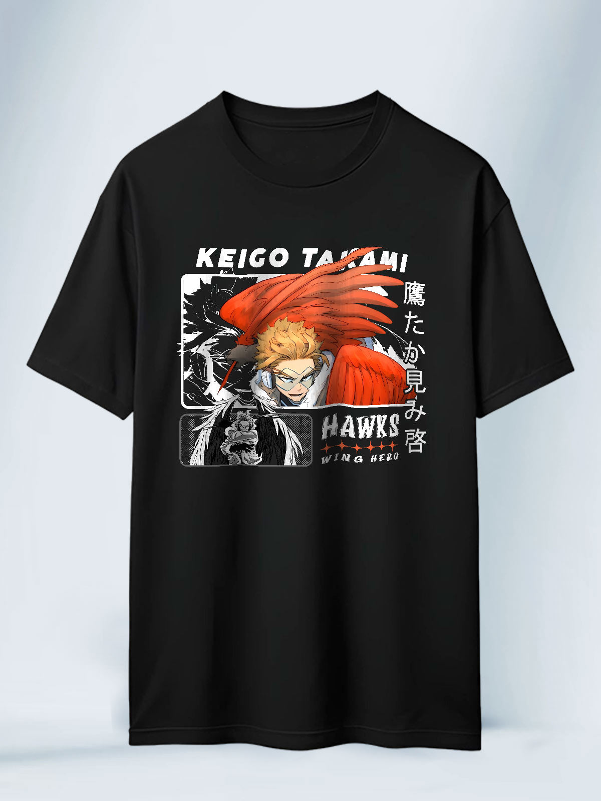 Camiseta Negra Unisex Hawks My Hero Academia