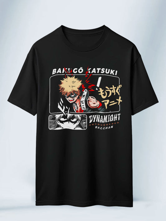 Camiseta Negra Unisex Bakugo Explosion My Hero Academia
