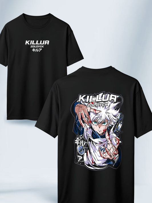 Camiseta Negra Unisex Killua Dios del Rayo Hunter x Hunter