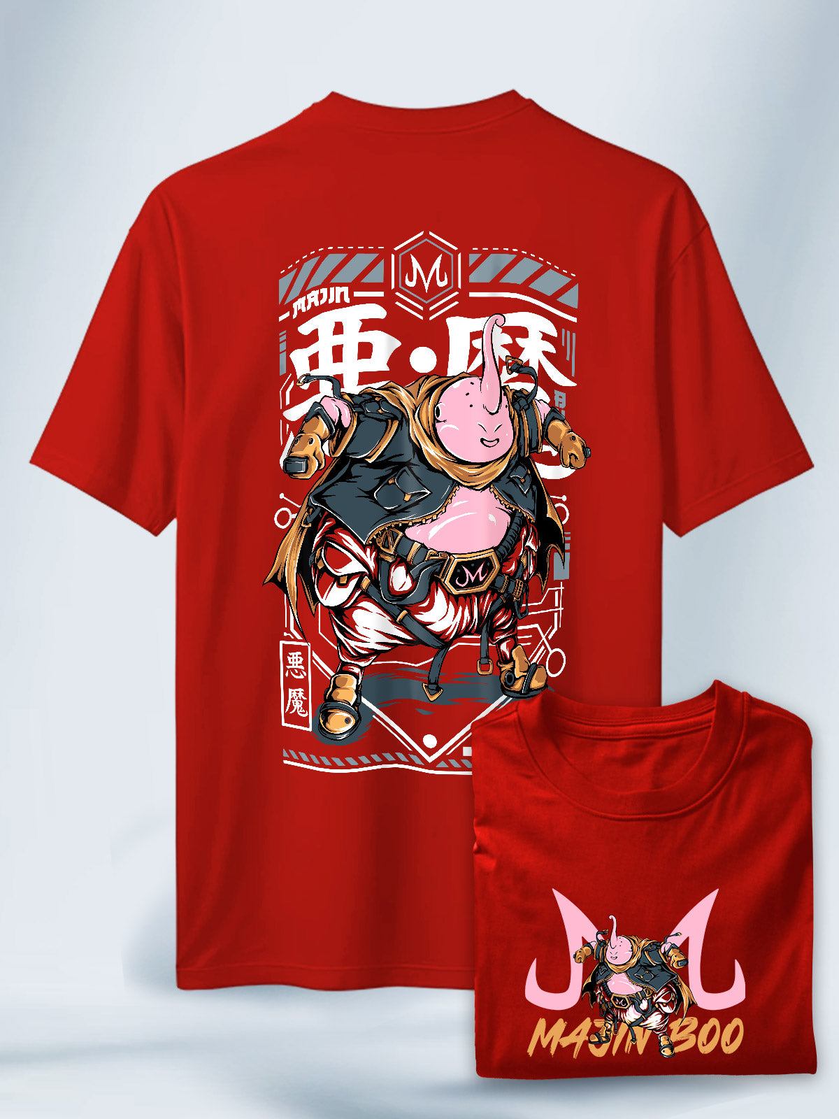 Camiseta Roja Unisex Majin Buu Guerrero Z Dragon Ball Z