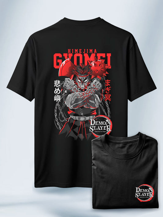 Camiseta Negra Unisex Gyomei Pilar de Piedra Demon Slayer