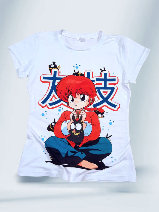 Camiseta Mujer Blanca Ranma Saotome version Mujer Ranma 1/2
