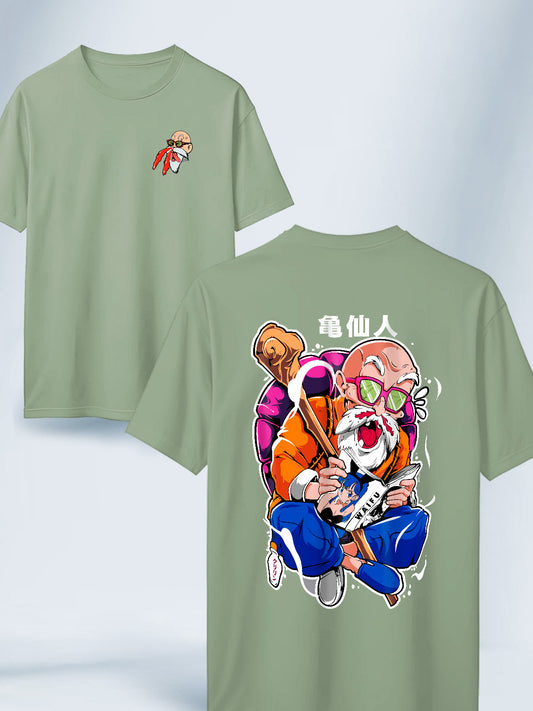 Camiseta Verde Claro Unisex Maestro Roshi Comico Pervertido Dragon Ball Z