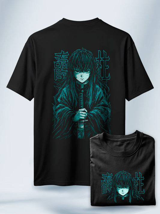 Camiseta Negra Unisex Tokito Sombra en la Niebla Demon Slayer