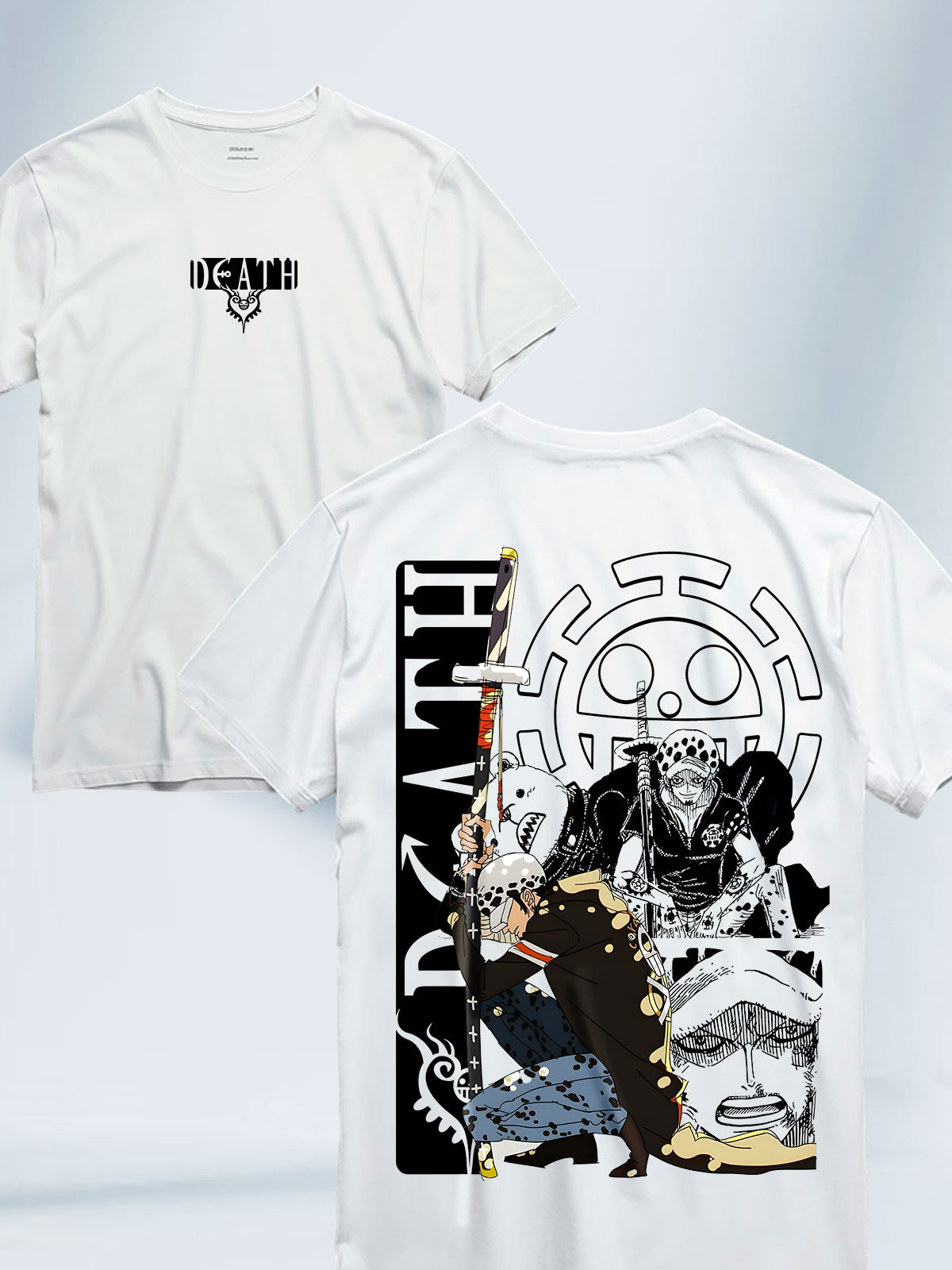 Camiseta Blanca Unisex Law y Bepo One Piece