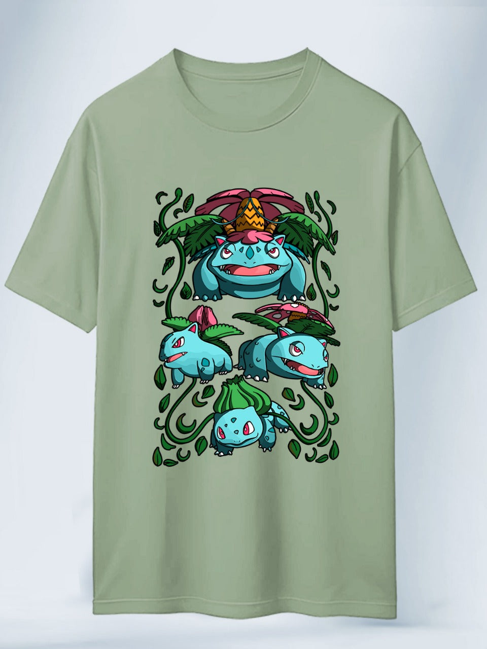 Camiseta Verde Claro Unisex Bulbasur Evoluciones Pokemon