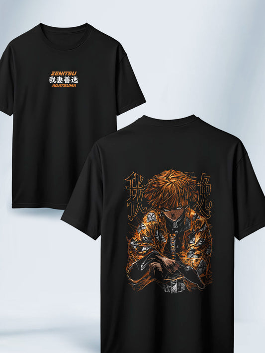 Camiseta Negra Unisex Poder Zenitsu Agatsuma Demon Slayer
