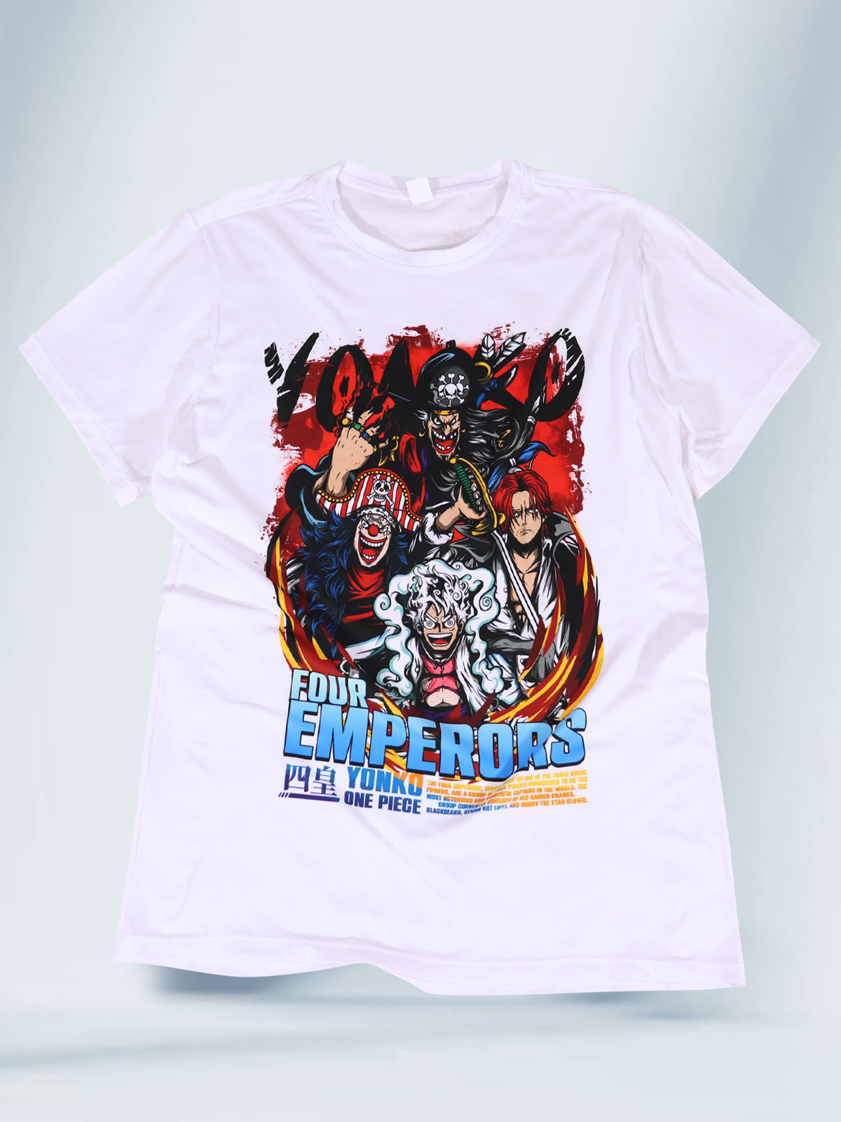 Camiseta Blanca Unisex Yonkos Emperadores del Mar One Piece