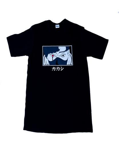 Camiseta Negra Unisex Kakashi Revela el Sharingan Naruto
