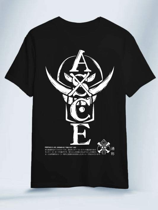 Camiseta Oversized Negra Unisex Portgas D Ace One Piece