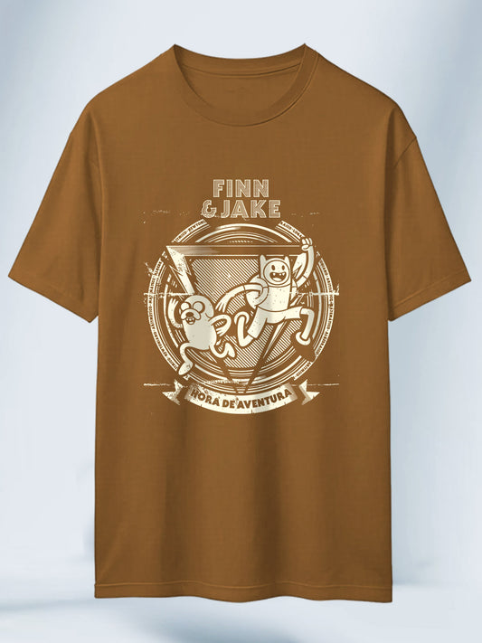 Camiseta Chocolate Unisex Finn Jake Círculo Retro Hora de Aventura