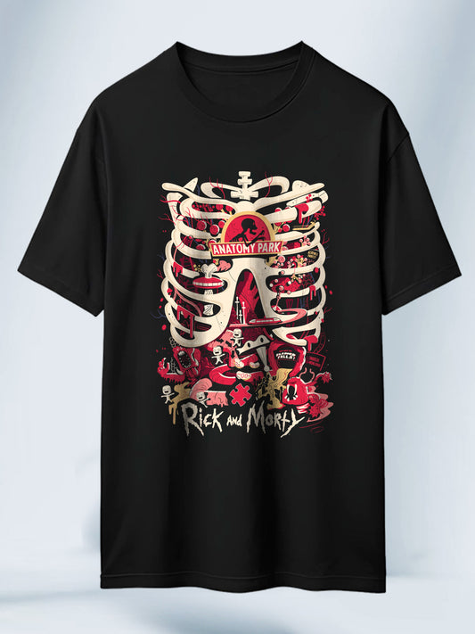 Camiseta Negra Unisex Anatomy Park Rick y Morty