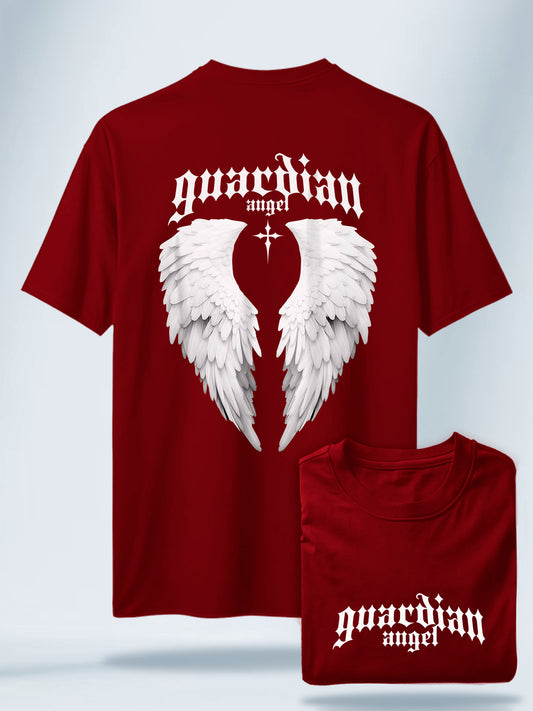 Camiseta Unisex Negra Angel Guardian Vinotinto