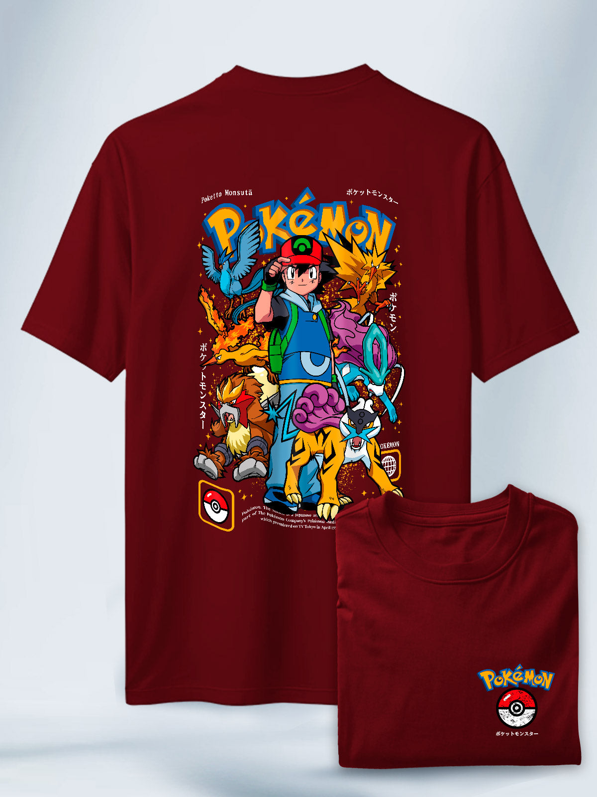 Camisa Vinotinto Unisex Ash Ketchum Pokemon