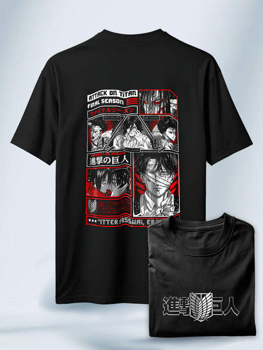 Camiseta Negra Unisex Final Season Attack on Titan
