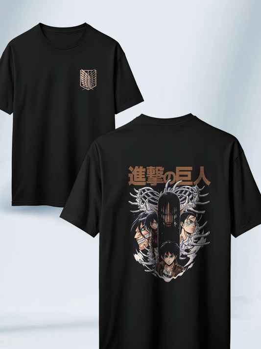 Camiseta Negra Unisex Eren Jaeger Attack On Titan