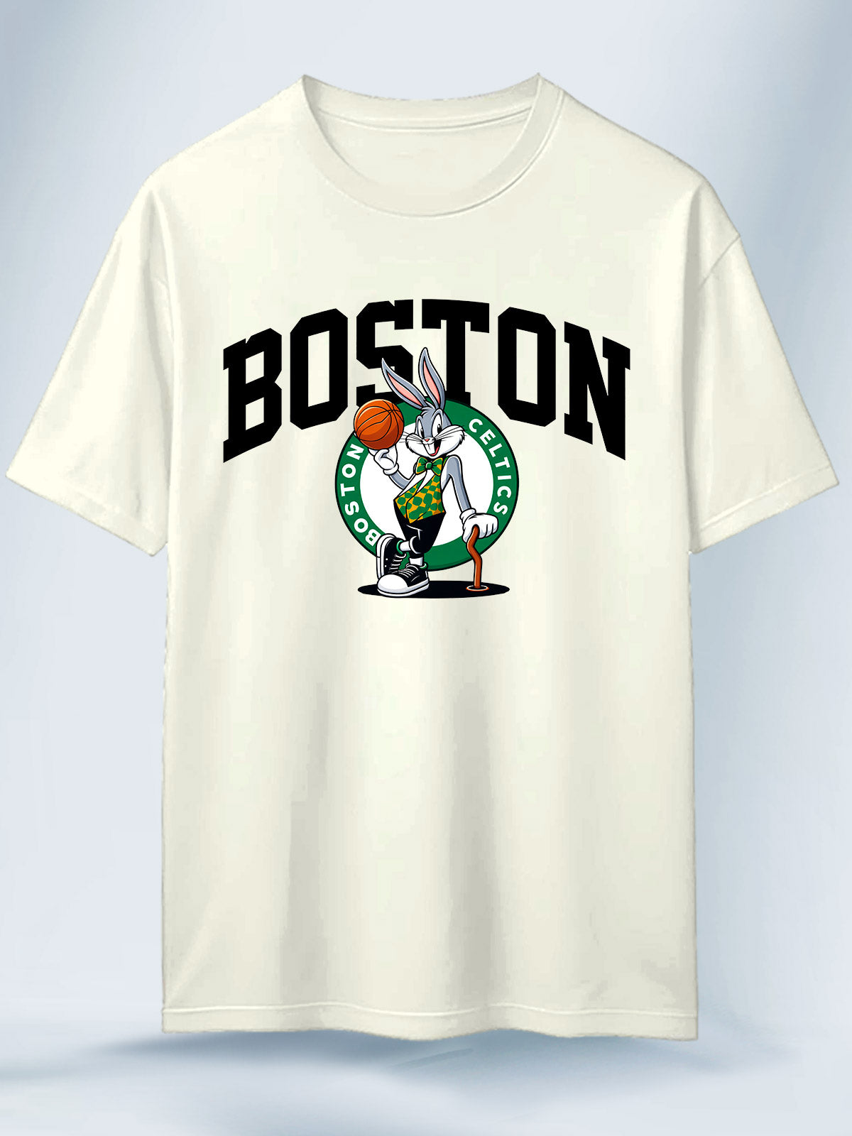 Camiseta Blanca Unisex Bugs x Boston Celtics Looney Tunes