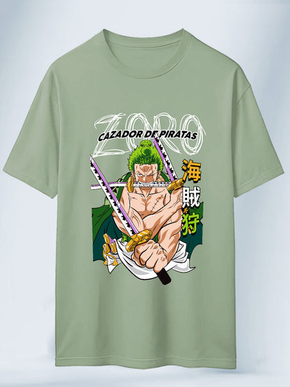 Camiseta Verde Claro Unisex Zoro Cazador de Piratas One Piece
