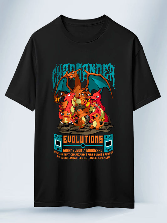 Camisa Negra Unisex de Charmander Evolutions Pokemon