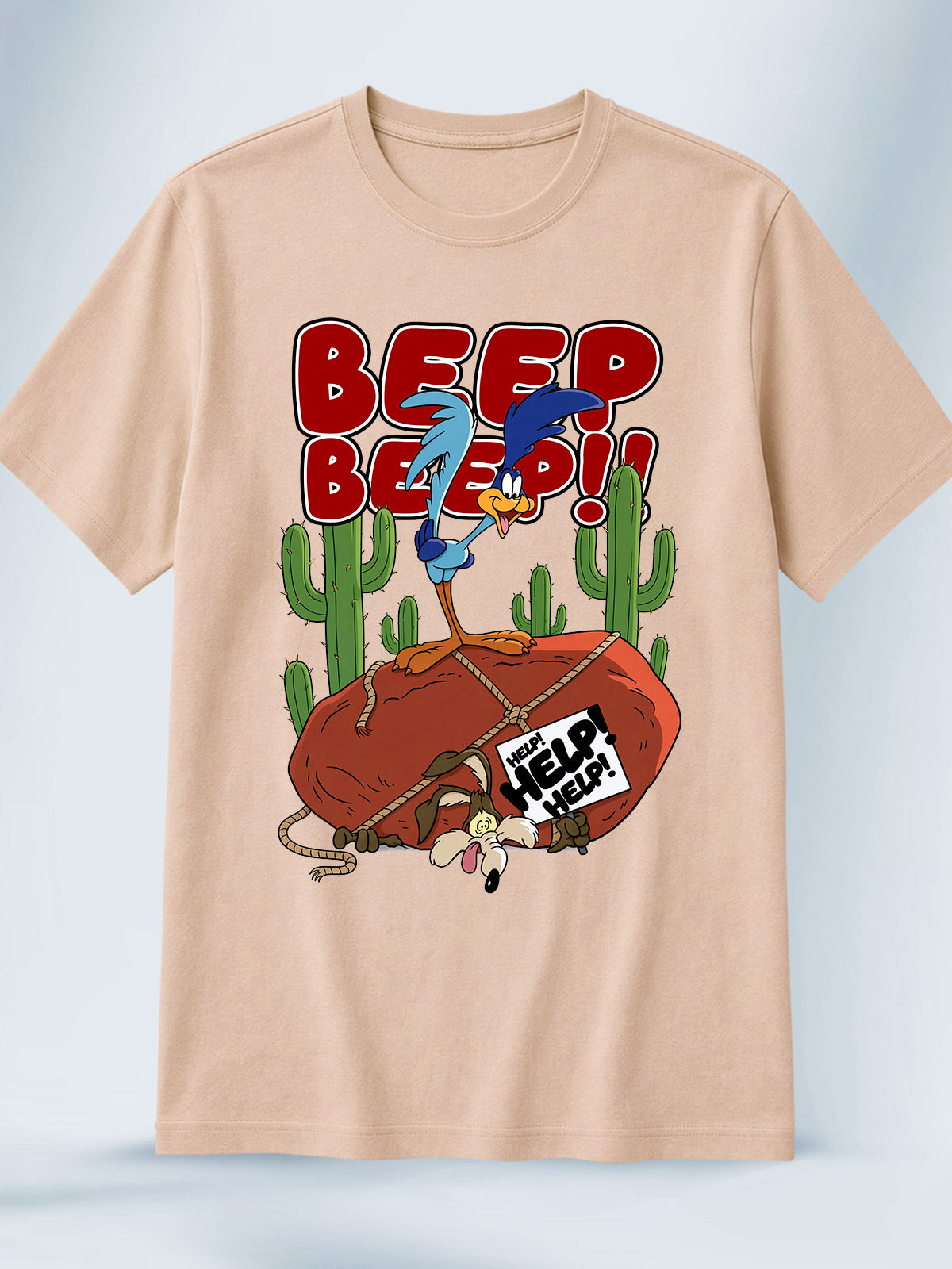 Camiseta Beige Unisex Correcaminos Coyote vs Acme