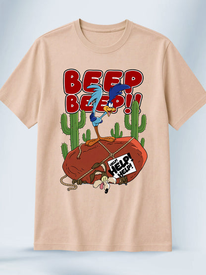 Camiseta Beige Unisex Correcaminos Coyote vs Acme