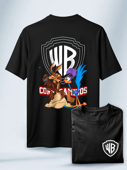 Camiseta Negra Unisex Correcaminos Coyote vs Acme