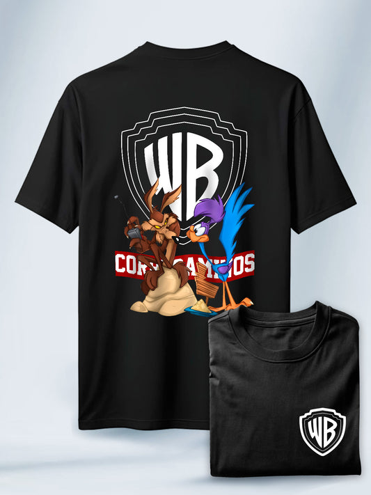 Camiseta Negra Unisex Correcaminos Coyote vs Acme