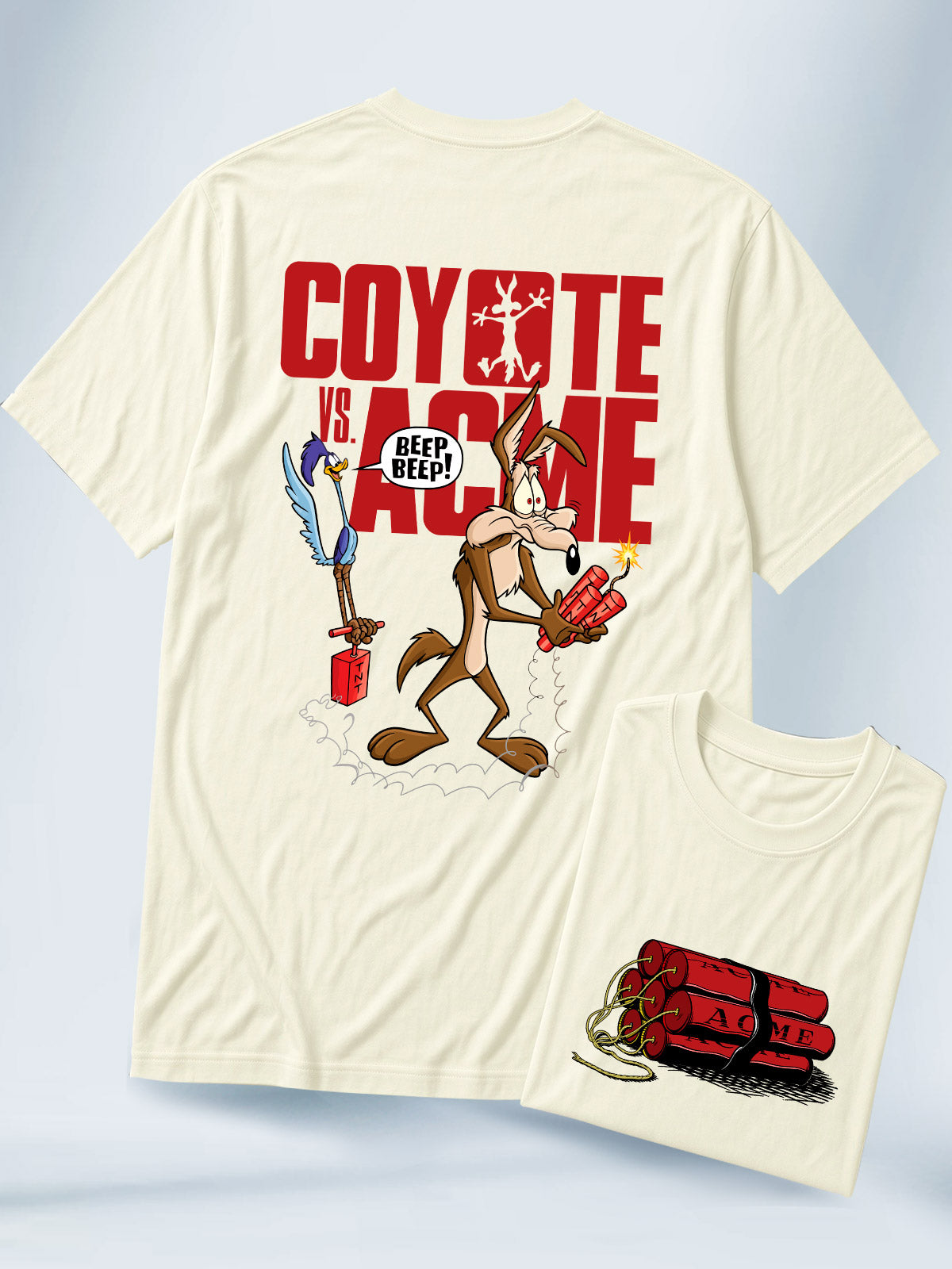 Camiseta Blanca Unisex Beep Beep Coyote vs Acme