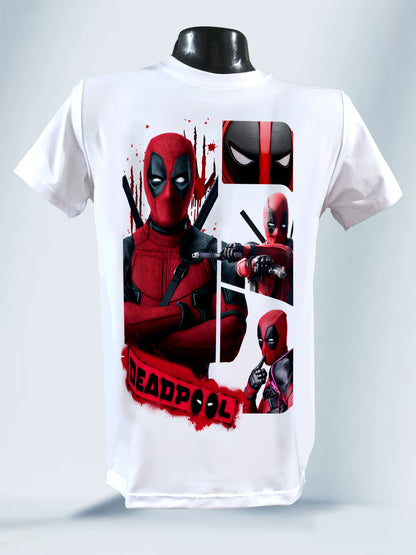 Camiseta Blanca Unisex Agresividad Tierna Deadpool