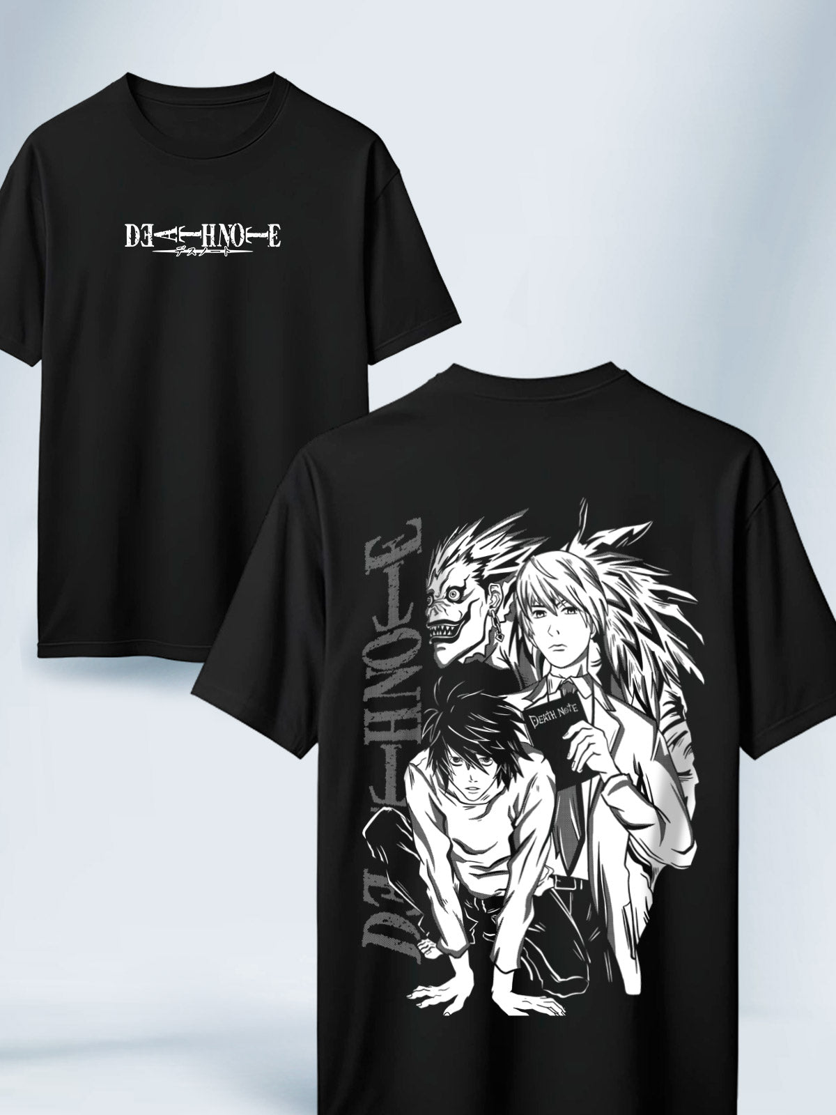 Camiseta Negra Unisex Ligtht vs L Death Note – OtakuTienda.com