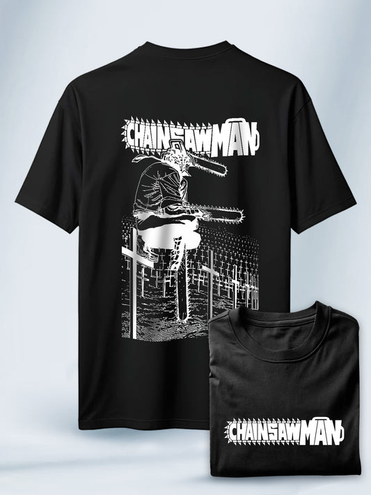 Camiseta Negra Unisex Denji Terror Urbano Chainsaw Man
