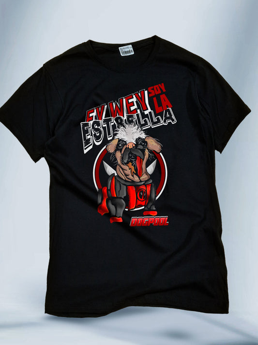 Camiseta Negra Unisex Dogpool Estrella Real Deadpool