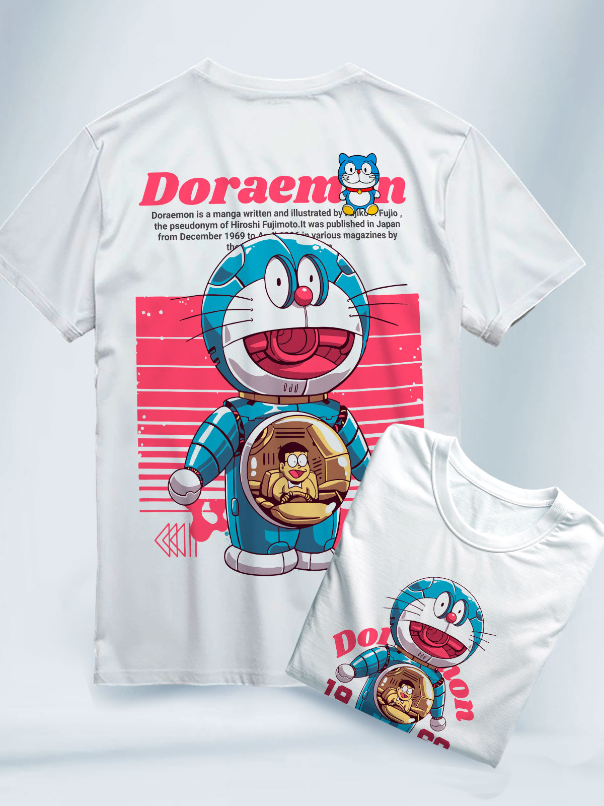 Camiseta Blanca Unisex Robot Doraemon