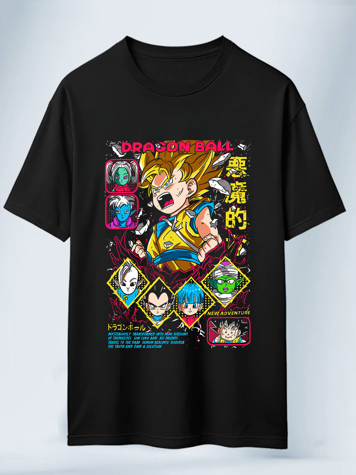 Camiseta Negra Unisex Goku SS1 Chibi Dragon Ball Daima
