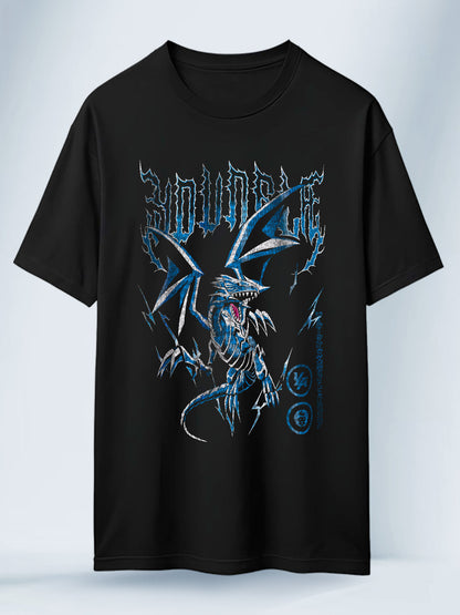 Camisa Negra Unisex de Dragon Blanco de Ojos Azules YuGiOh